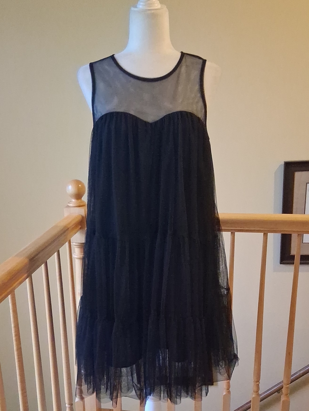 Black Sheer Tiered Sleeveless Dress - Brand Unknown